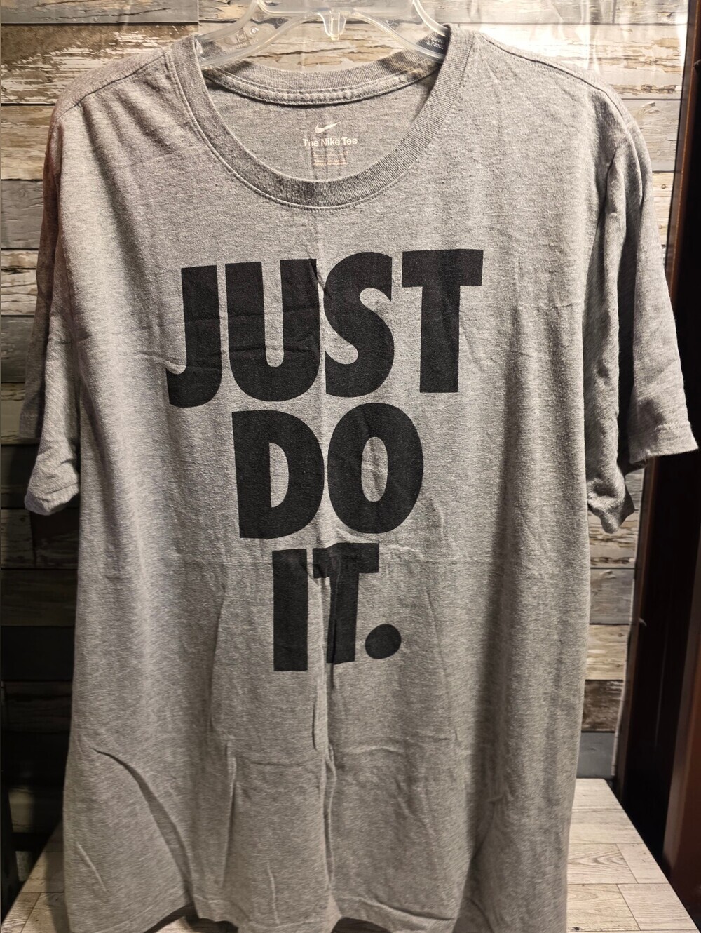 Nike Men's Gray Tee with Black 'JUST DO IT.' Graphic